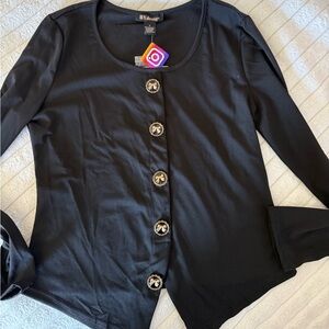 Elegant Black Button-Down Blouse